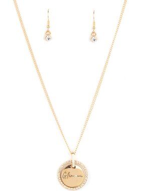 Paparazzi "Glam-Ma" Gold Necklace and Earrings Set (NS278)